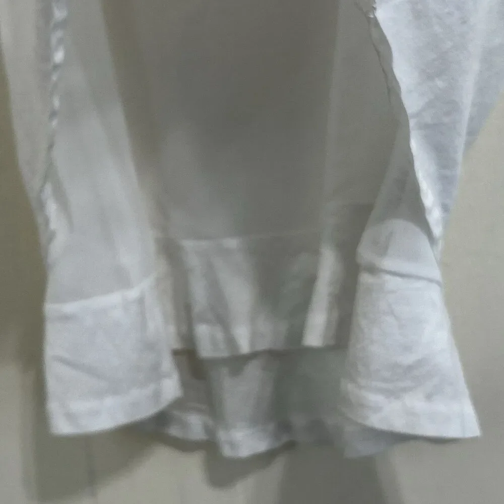 J Crew Tank Top Size Small Women’s White Layered Sleeveless Ruffle High Neck